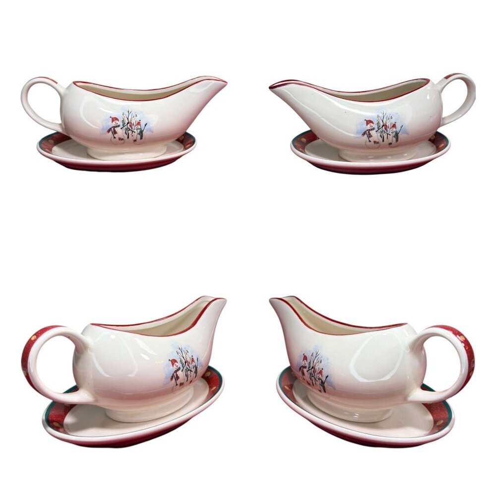 CIB Royal Seasons Stoneware 5-Piece Accessory Set Snowman Design Holiday Decor - Picture 3 of 11